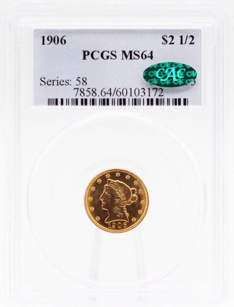 1906 PCGS MS64 $2.50 Liberty CAC